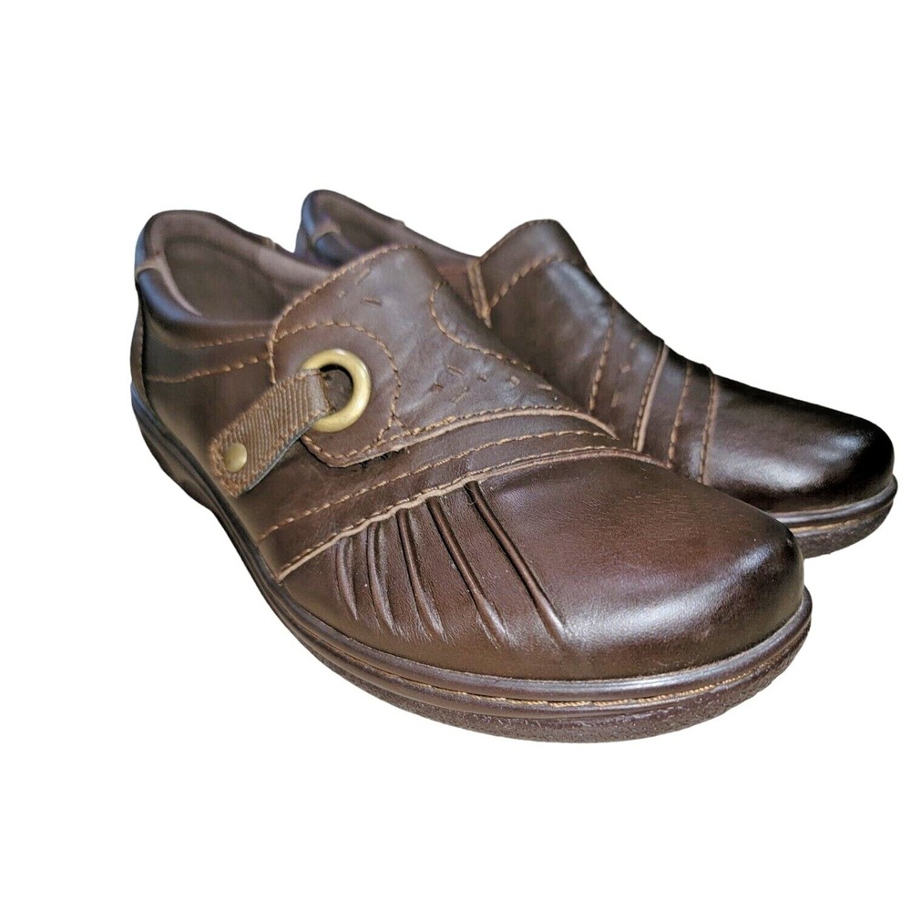 Earth Origins Women's Glendale‎ Gabrielle Brown Leather Flats Comfort Shoes 7 M